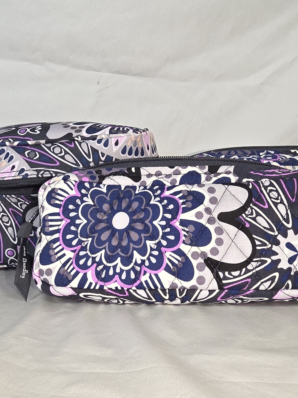 NWOT Vera Bradley Quilted Floral Cosmetic Bag - Navy, Purple & White